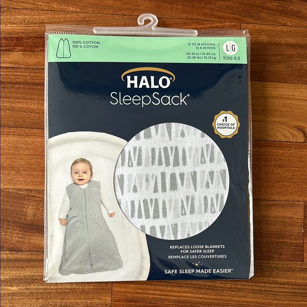 Halo SleepSack Wearable Blanket - White and Gray (L)